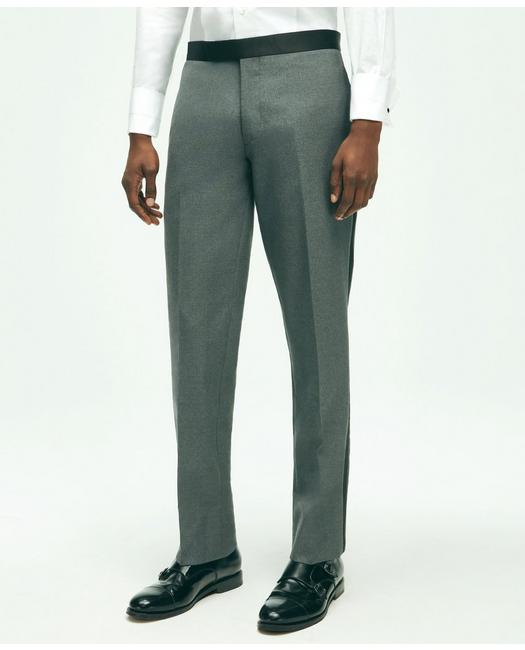Brooks Brothers Slim Fit Wool Hopsack Tuxedo Pants | Grey | Size 34 30