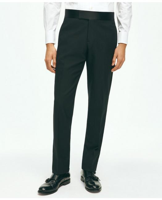 Brooks Brothers Slim Fit Wool Hopsack Tuxedo Pants | Black | Size 30 32