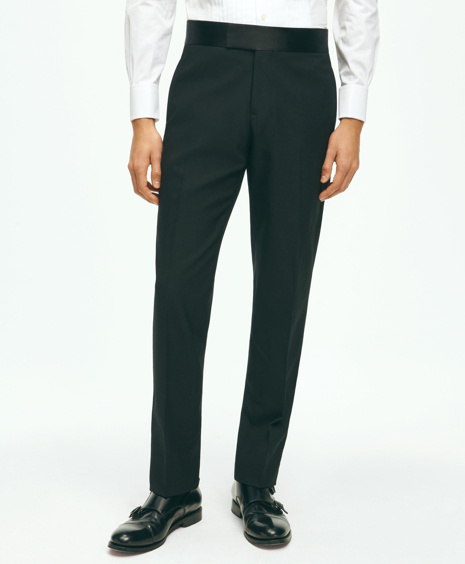 Brooks Brothers Slim Fit Wool Hopsack Tuxedo Pants | Black | Size 34 32