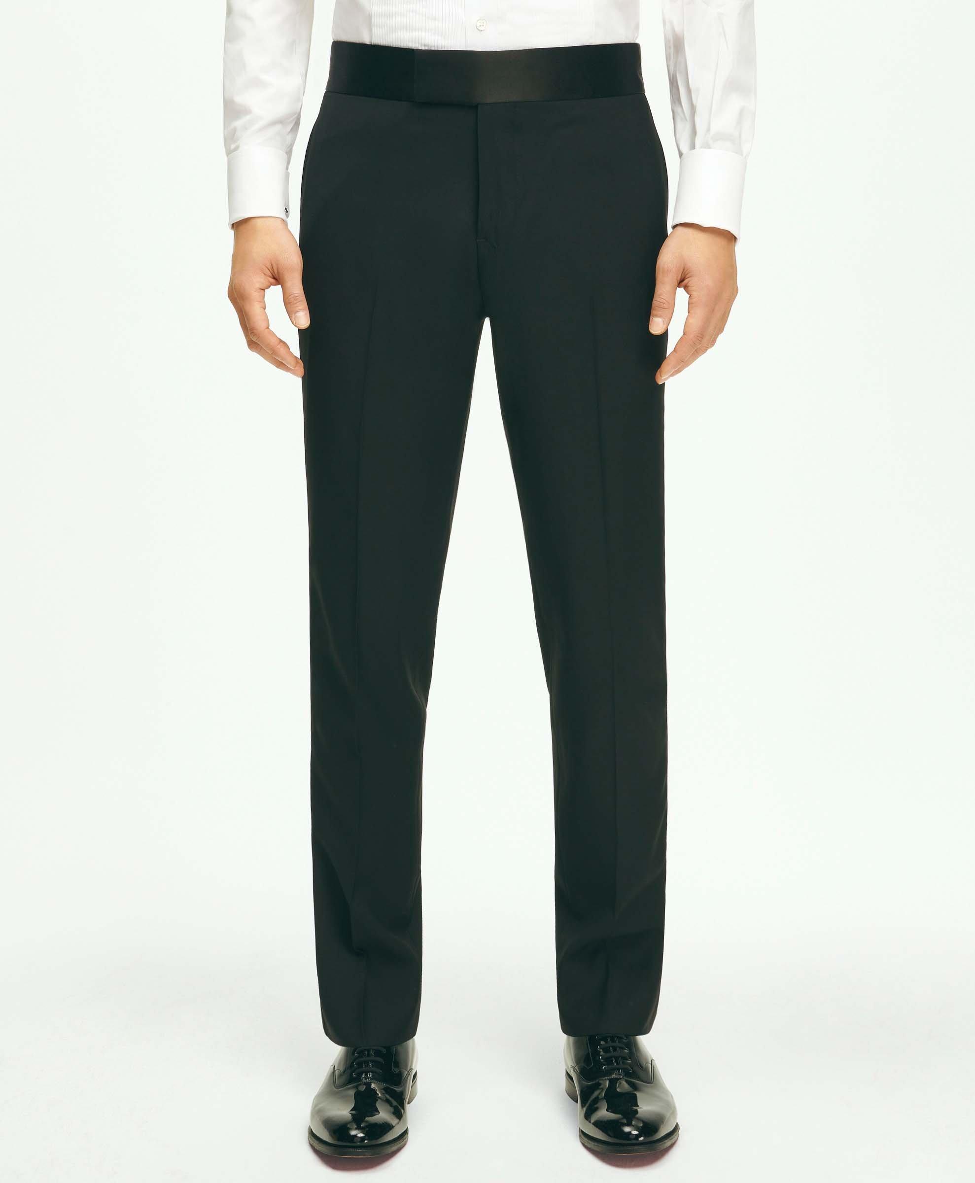Brooks Brothers Classic Fit Merino Wool Twill 1818 Tuxedo Pants | Black | Size 38 30