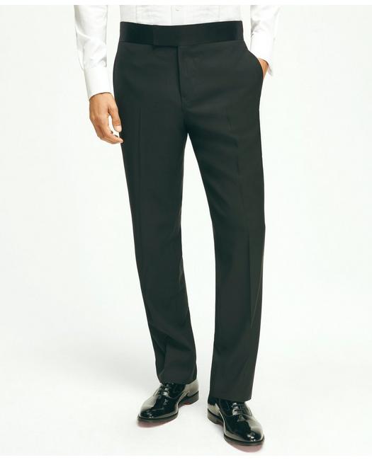 Brooks Brothers Traditional Fit Merino Wool Twill 1818 Tuxedo Pants | Black | Size 37 32