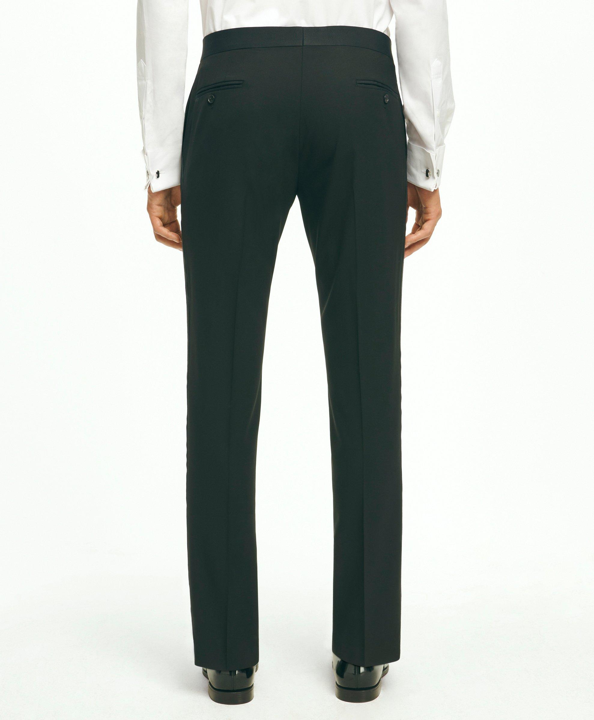 Slim Fit Wool Hopsack Tuxedo Pants