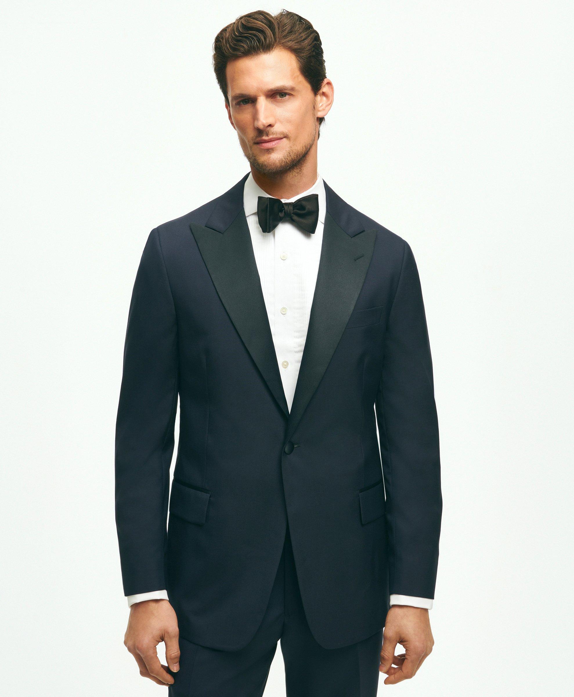 Slim Fit Wool Hopsack Tuxedo Pants