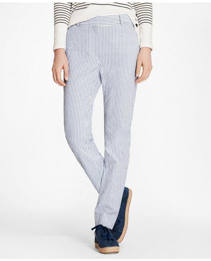 Striped Stretch Cotton Seersucker Pants
