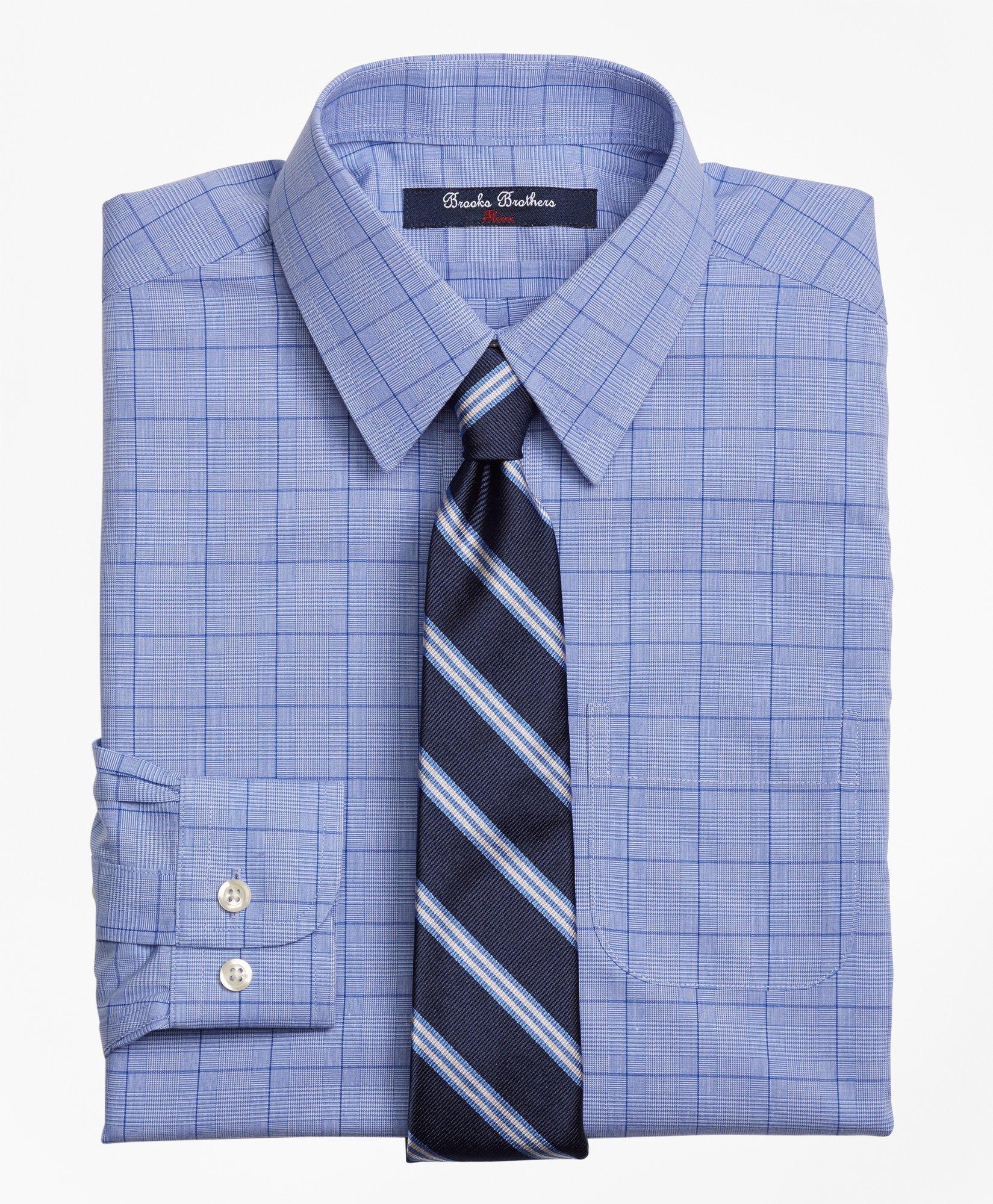 Brooks Brothers Kids'  Boys Non-iron Supima Cotton Broadcloth Plaid Dress Shirt | Blue | Size 6