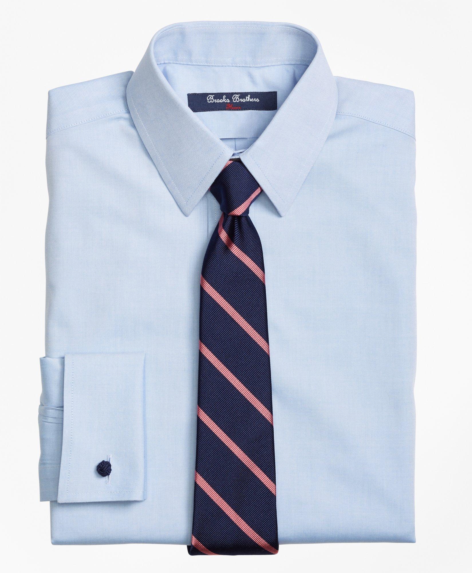 Brooks Brothers Kids'  Boys Non-iron Supima Pinpoint Cotton French Cuff Dress Shirt | Light Blue | Size 4