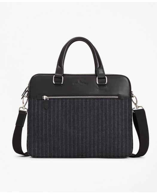 Brooks Brothers Wool Stripe Briefcase | Charcoal