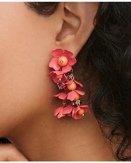 Brooks Brothers Enamel Floral Drop Earrings | Gold