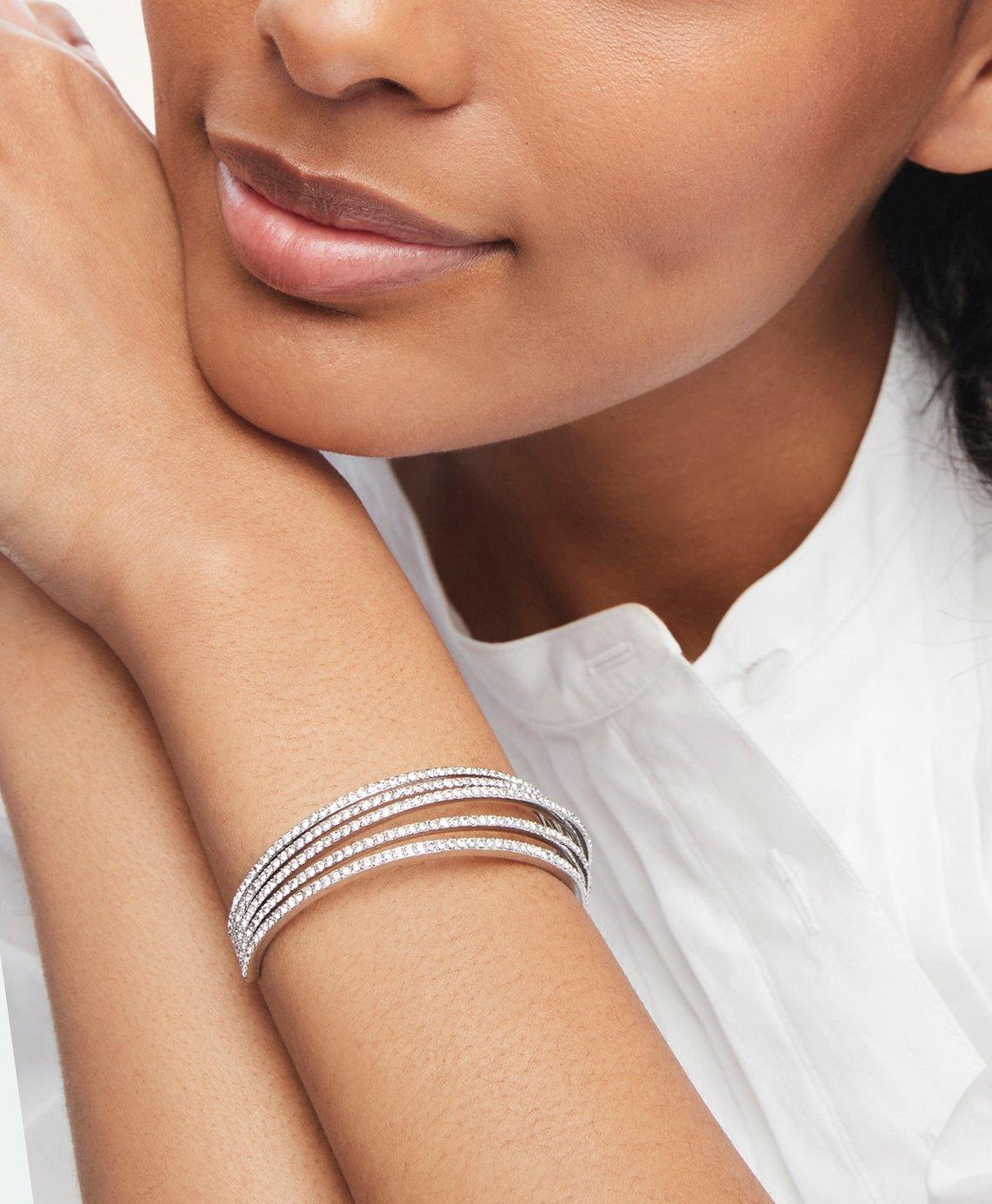 Brooks Brothers Pave Cuff Bracelet | Silver In Metallic