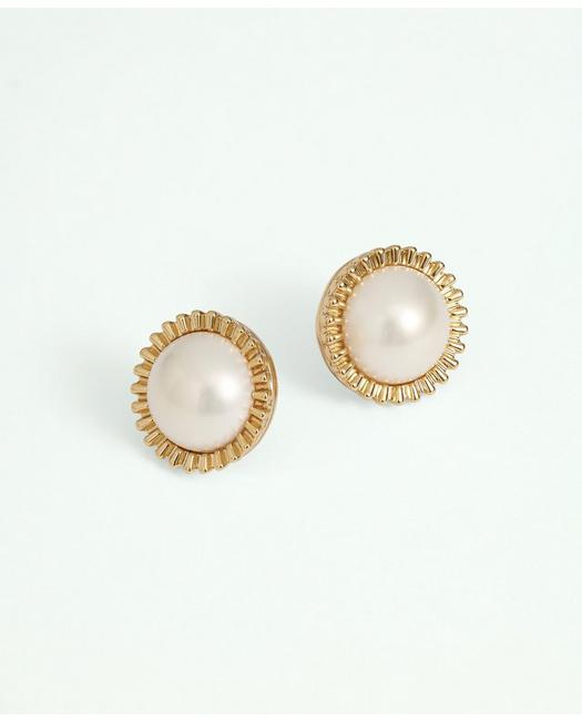 Brooks Brothers Glass Pearl Earrings | White