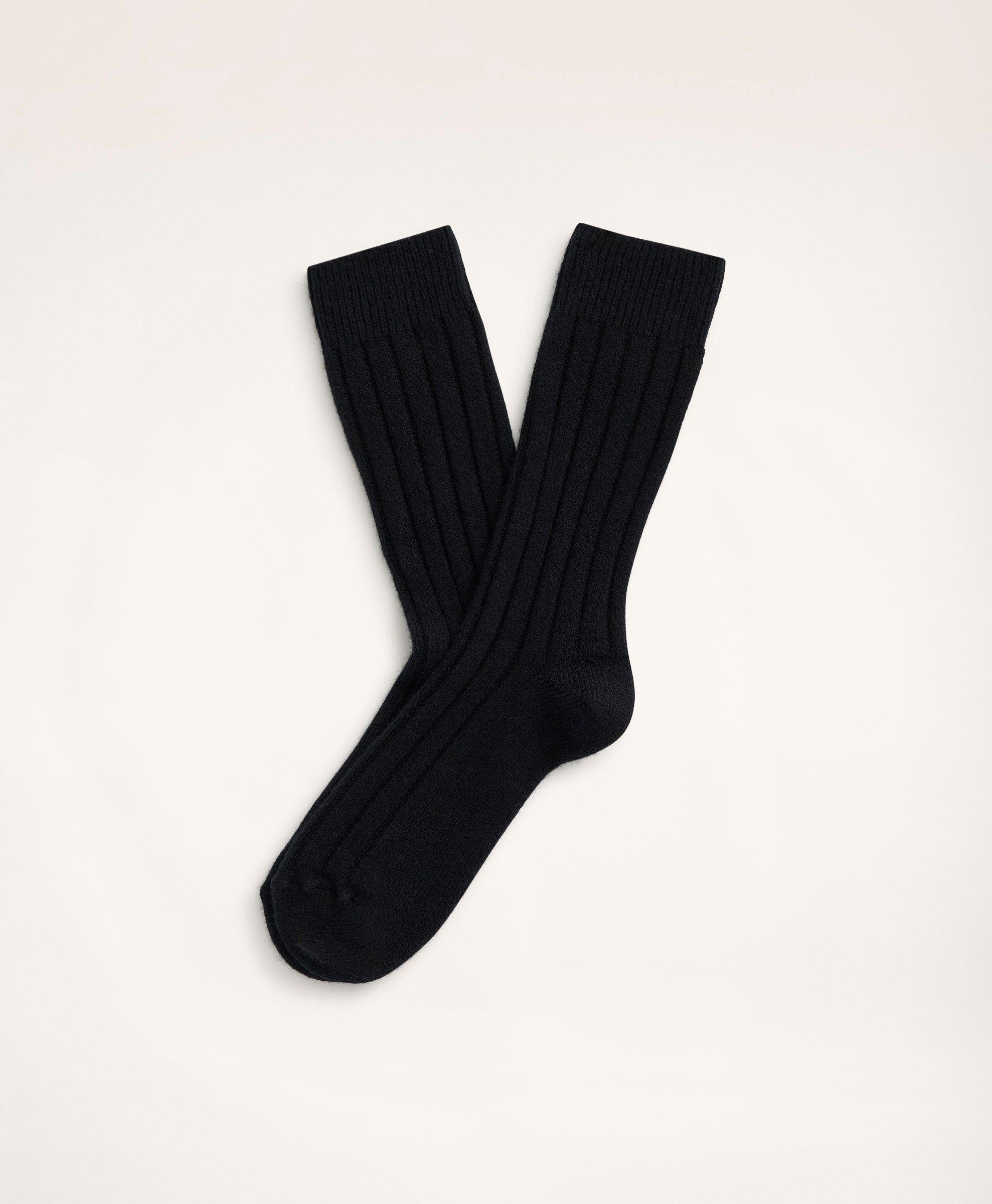 Brooks Brothers Cashmere Blend Ribbed Socks | Black