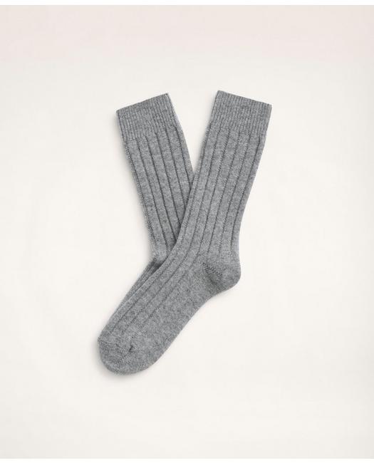 Brooks Brothers Cashmere Blend Ribbed Socks | Grey