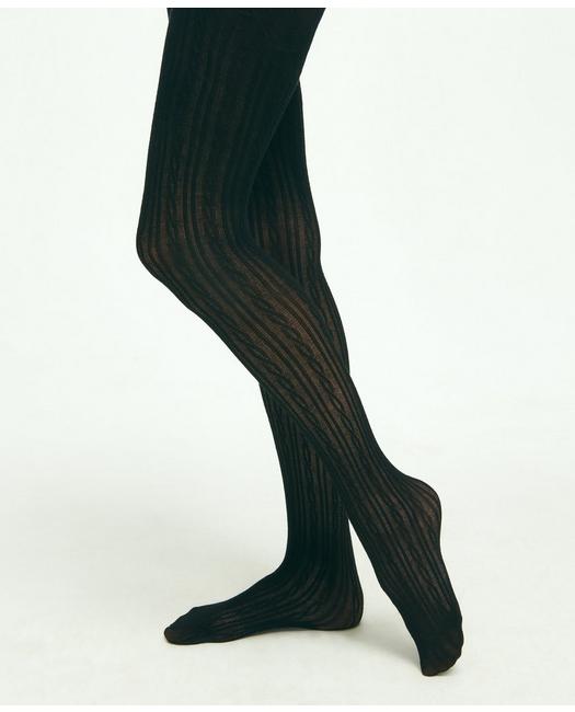 Brooks Brothers Cable Knit Tights | Black | Size Small