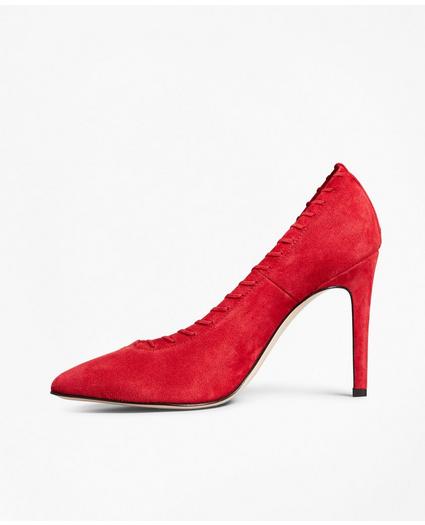 Suede Whip-Stitch Point-Toe Pumps Shoes
