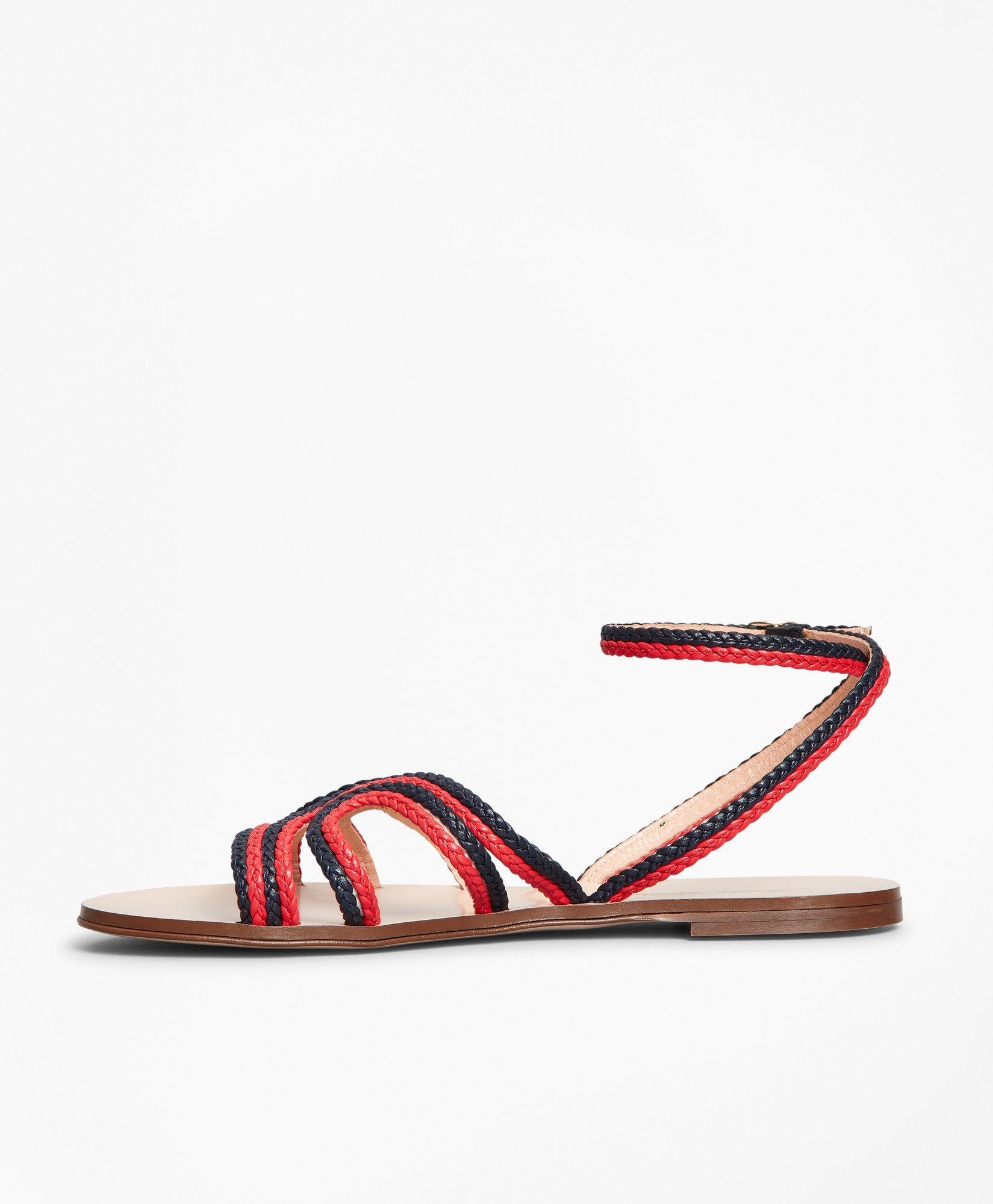 Braided Leather Slide Sandals