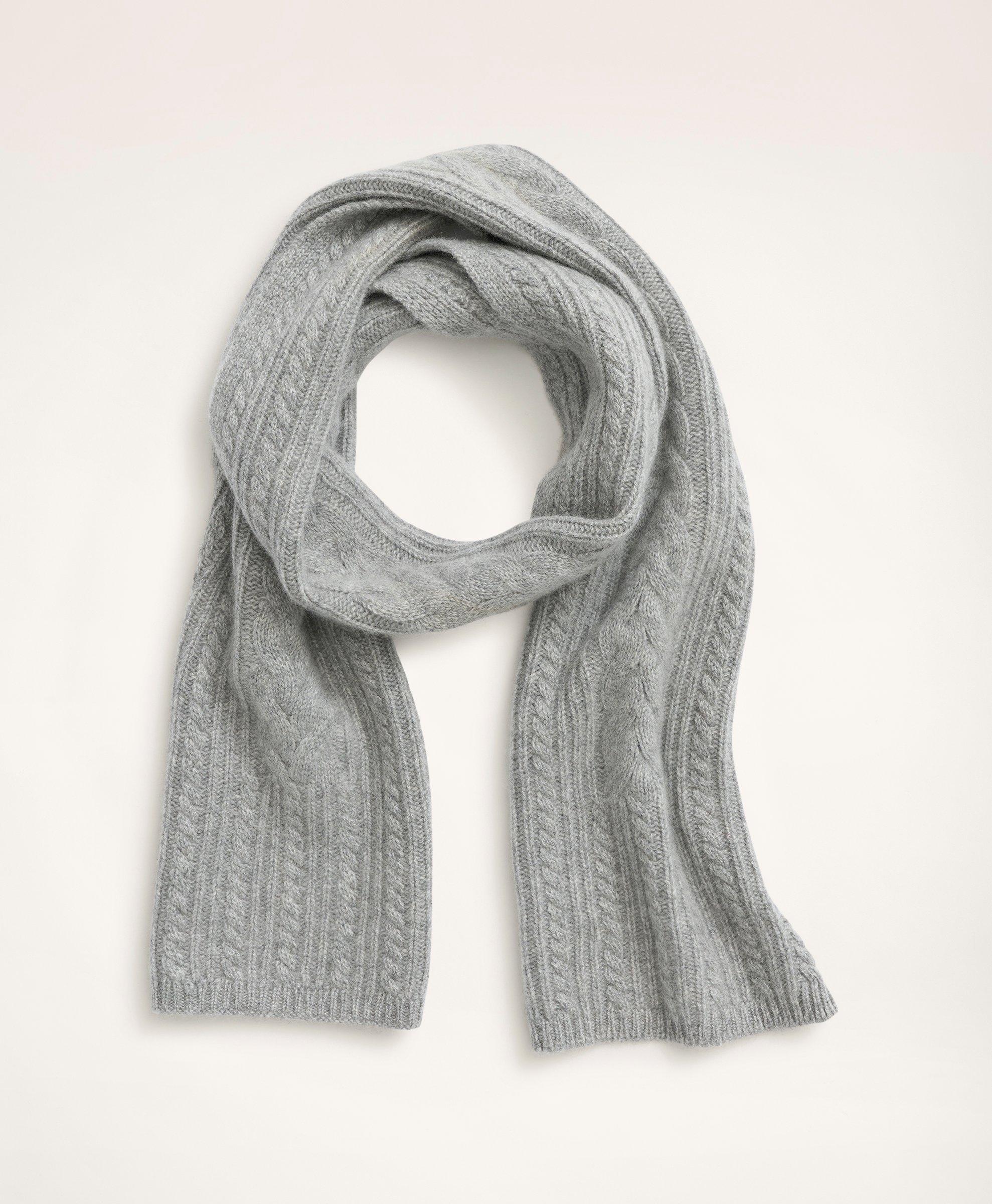 Brooks Brothers Cashmere Cable Knit Scarf | Grey
