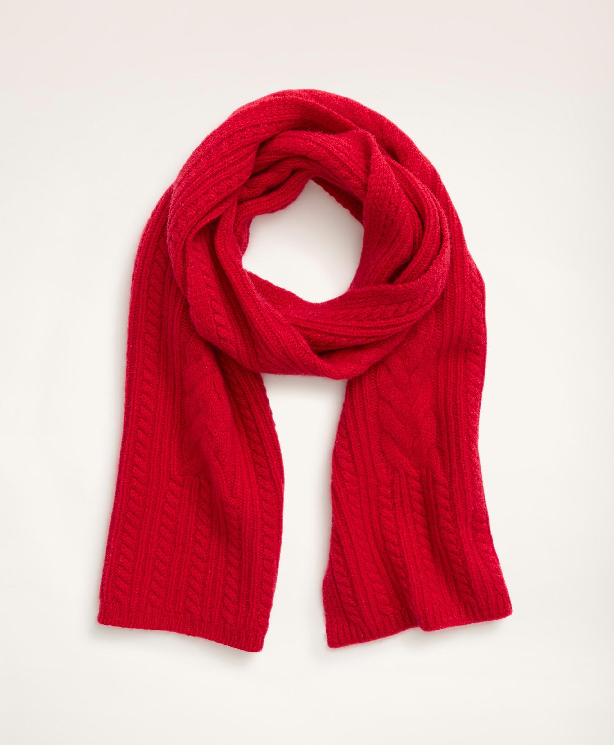 Brooks Brothers Cashmere Cable Knit Scarf | Red