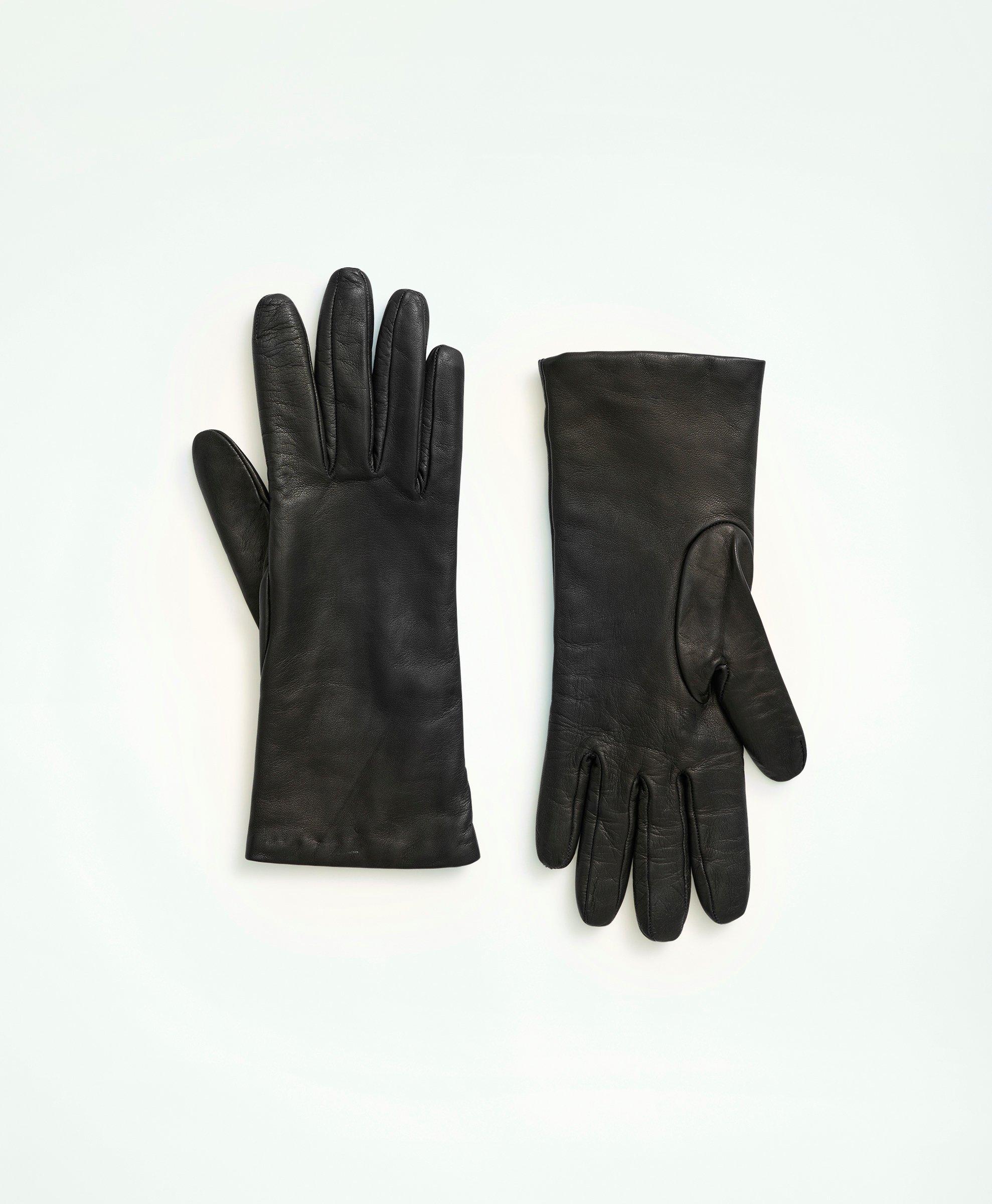 Brooks Brothers Lambskin Gloves With Cashmere Lining | Black | Size 6½
