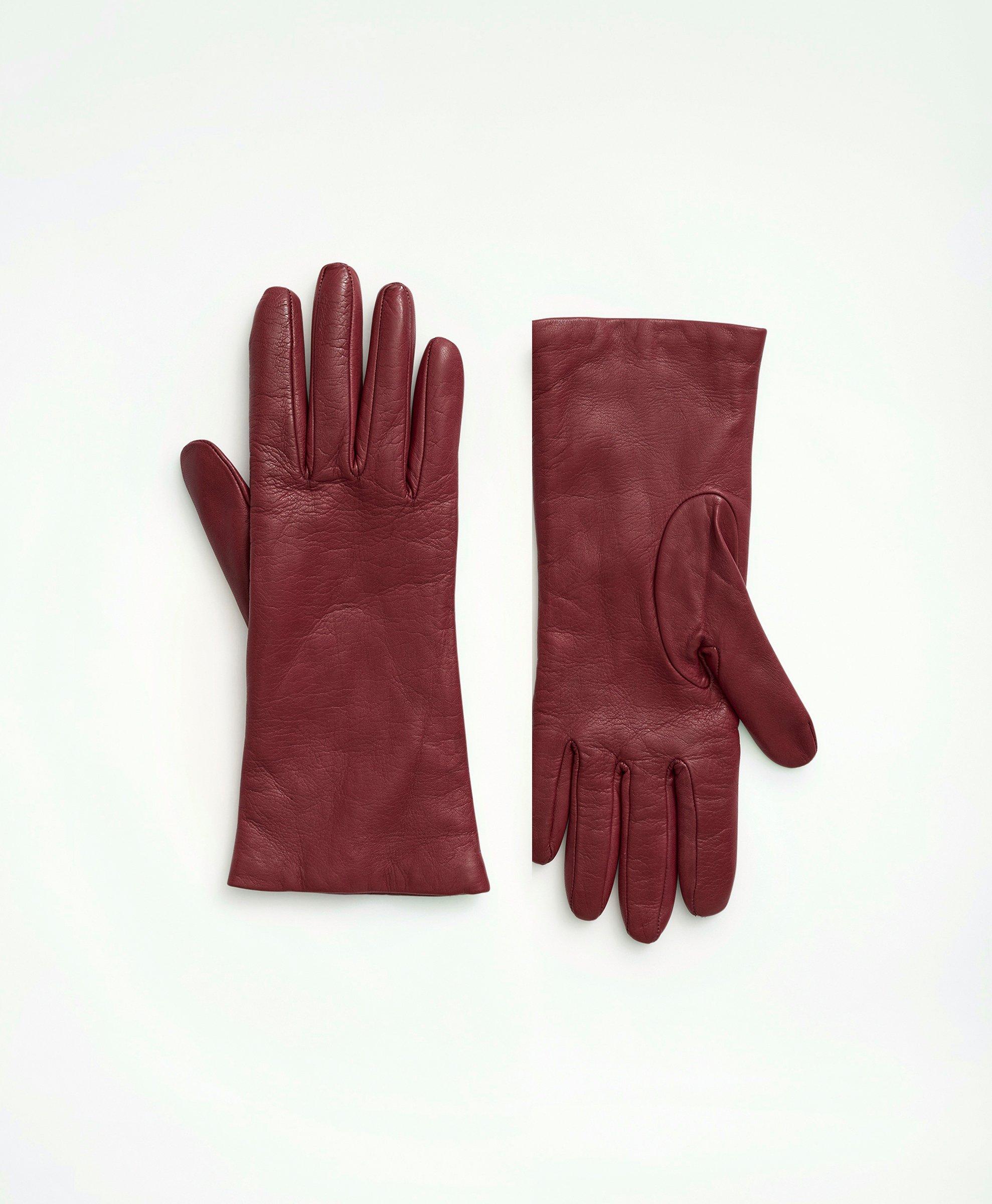 Brooks Brothers Lambskin Gloves With Cashmere Lining | Burgundy | Size 8