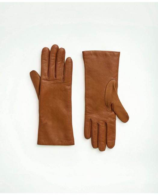 Brooks Brothers Lambskin Gloves With Cashmere Lining | Medium Brown | Size 6