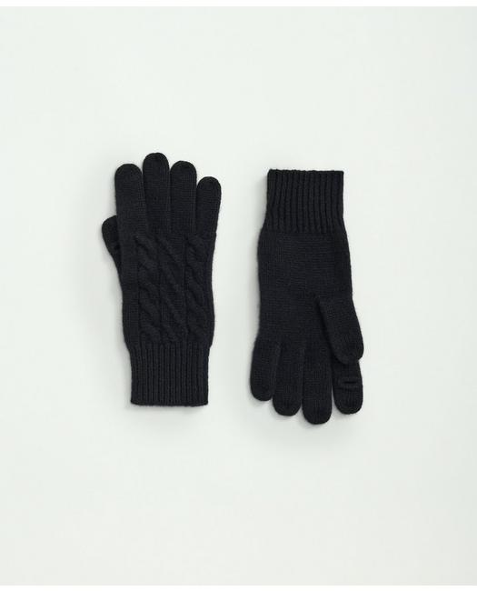 Brooks Brothers Merino Wool And Cashmere Blend Cable Knit Gloves | Black