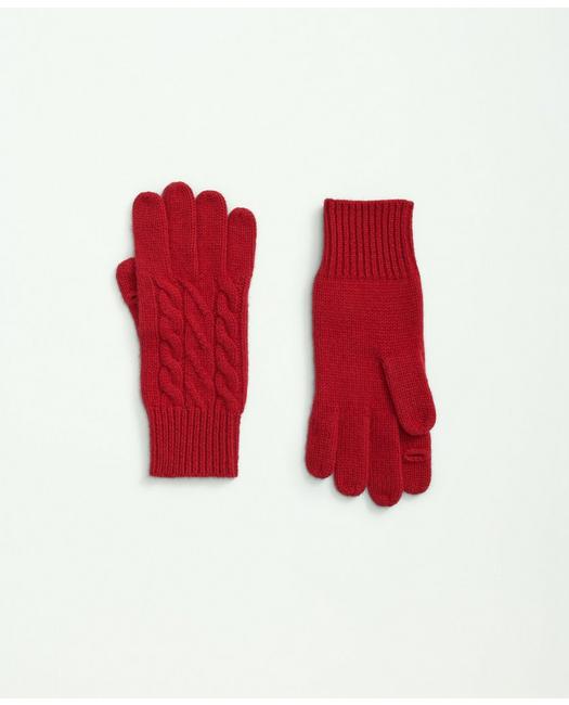 Brooks Brothers Merino Wool And Cashmere Blend Cable Knit Gloves | Red