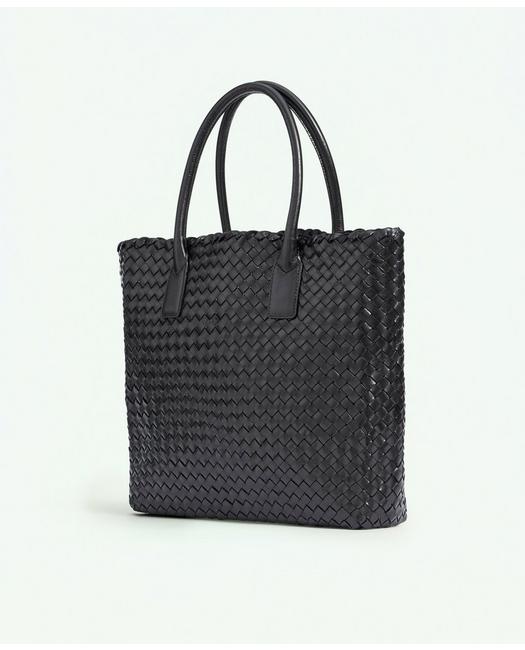 Brooks Brothers Woven Leather Tote Bag | Black
