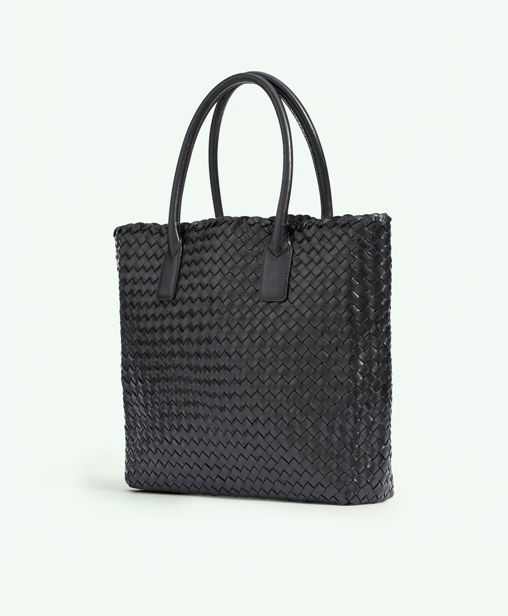 Brooks Brothers Woven Leather Tote Bag | Black