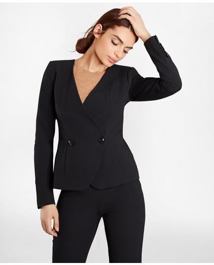 Stretch-Cotton Jacquard Double-Breasted Jacket
