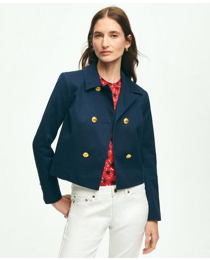 Cotton Pique Double-Breasted Nautical Jacket