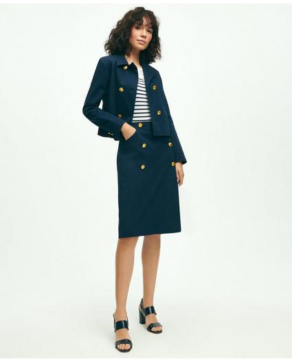 Cotton Pique Double-Breasted Nautical Jacket