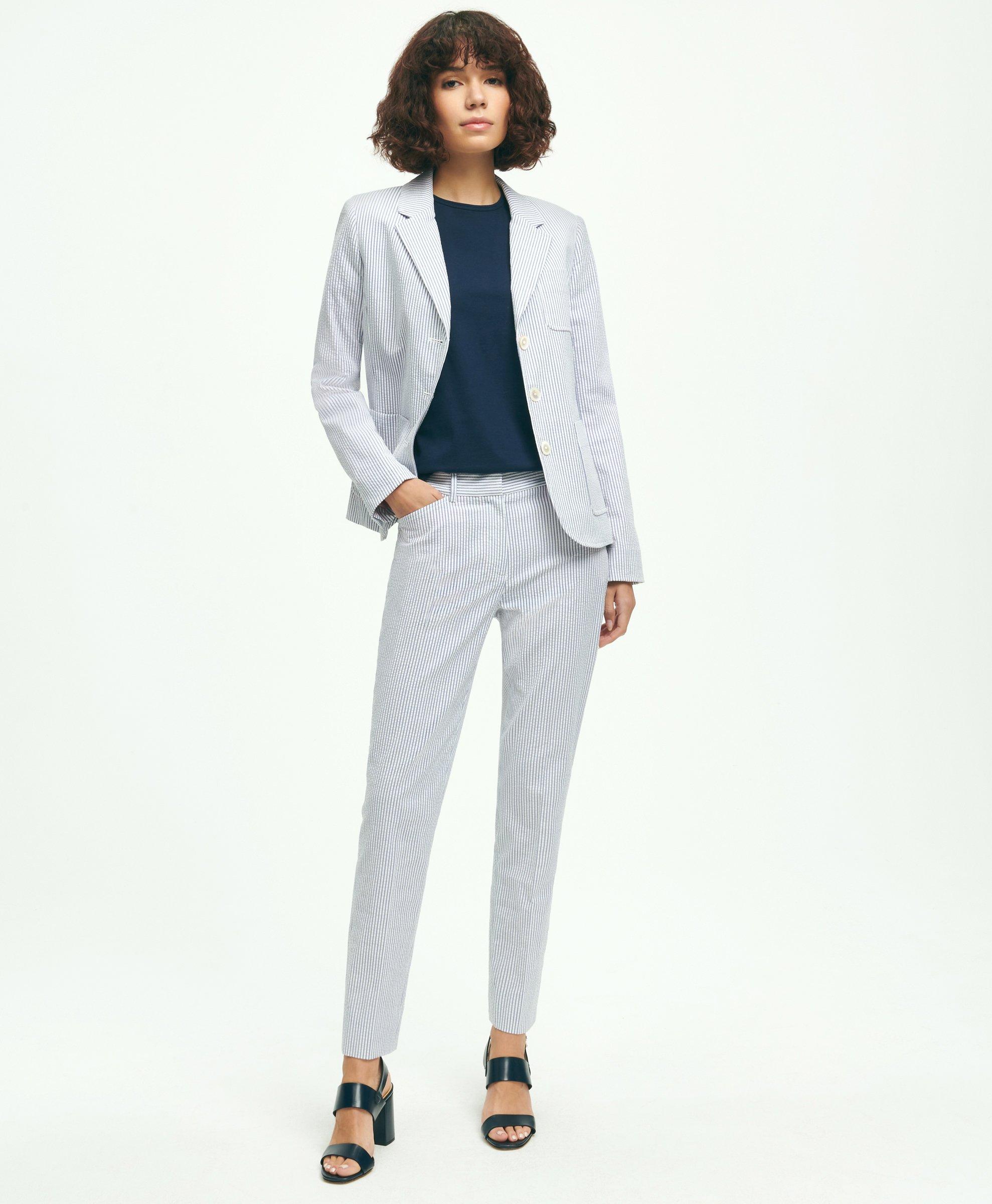 Cotton Pique Structured Knit Blazer