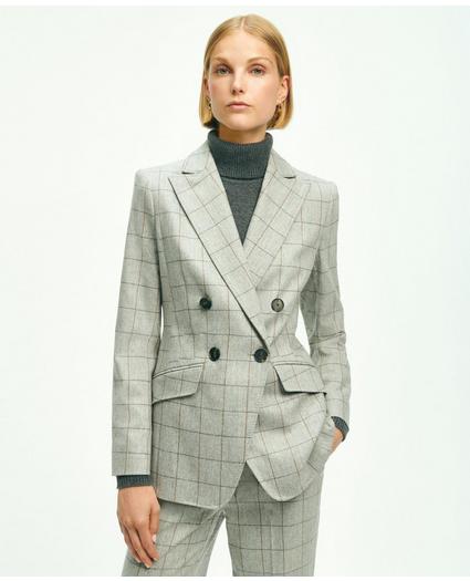 Merino Wool-Cashmere Flannel Windowpane Jacket