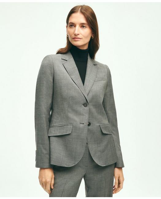 Brooks Brothers Stretch Wool Twill 2-button Sharkskin Jacket | Grey | Size 6