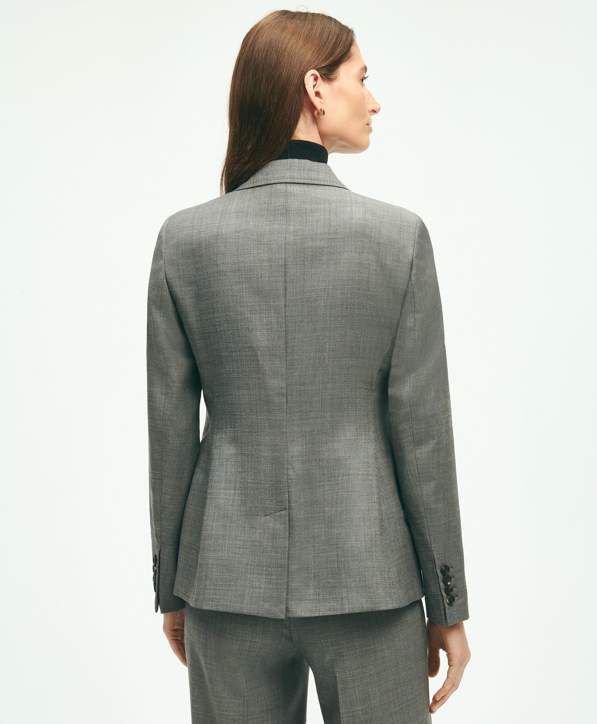 Stretch Wool Twill 2-Button Sharkskin Jacket