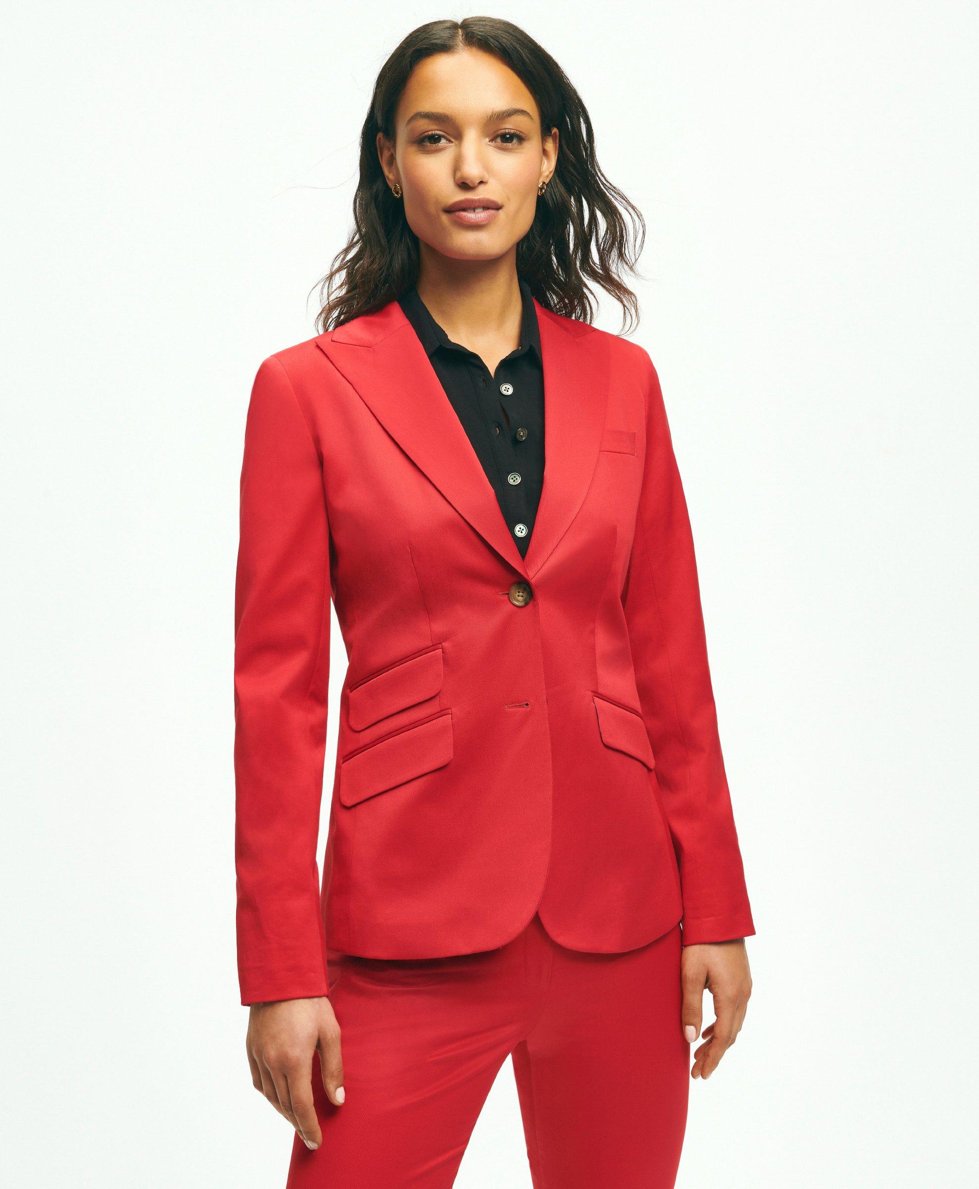 Shop Brooks Brothers Peak Lapel Cotton Sateen Jacket | Bright Red | Size 6