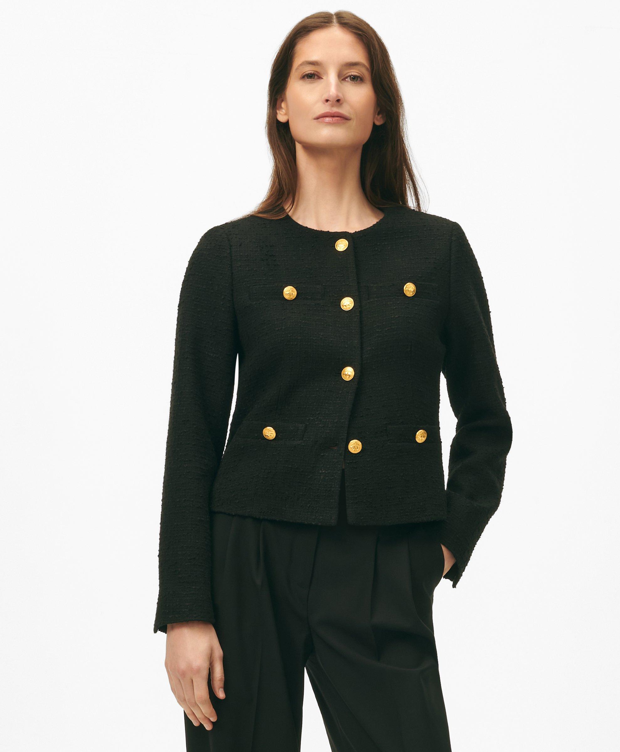 Brooks Brothers Vintage-inspired Jacket In Boucle In Black