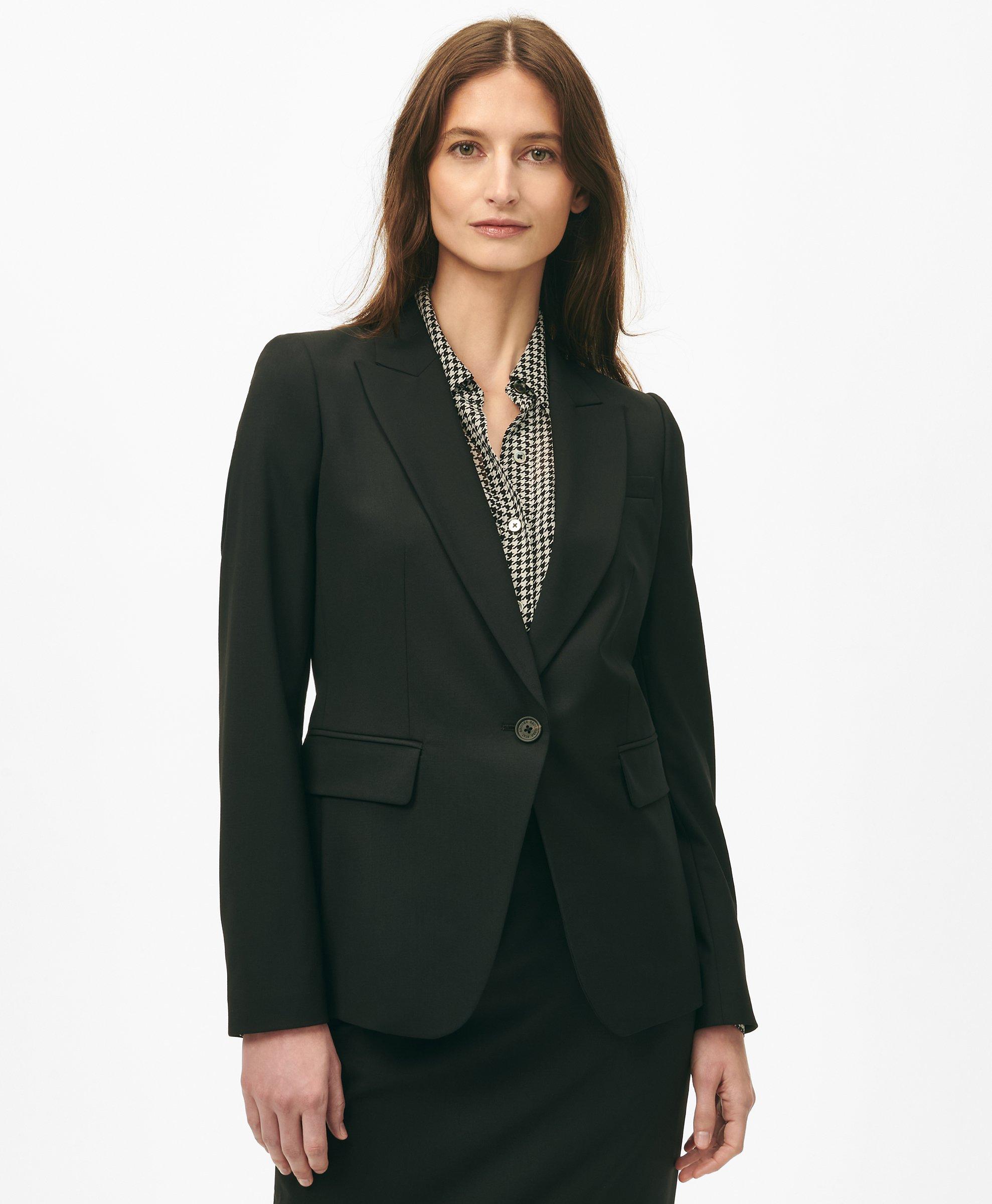 Brooks Brothers Single-breasted Peak Lapel Jacket In Fine Twill Stretch Crepe In Black