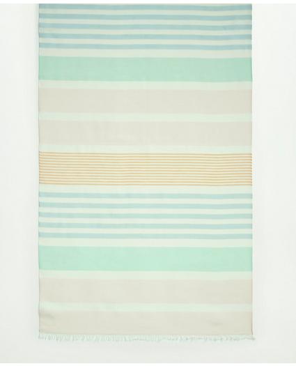 Cotton Striped Fringed Scarf