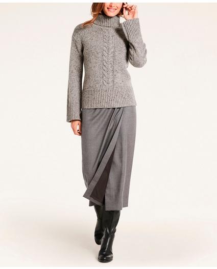 Stretch Wool Flannel Wrap Skirt