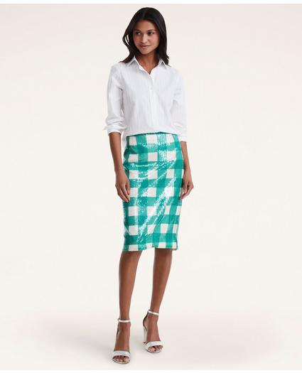 Gingham Sequin Pencil Skirt