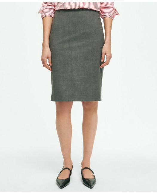 Brooks Brothers The Essential Stretch Wool Pencil Skirt | Dark Grey | Size 6