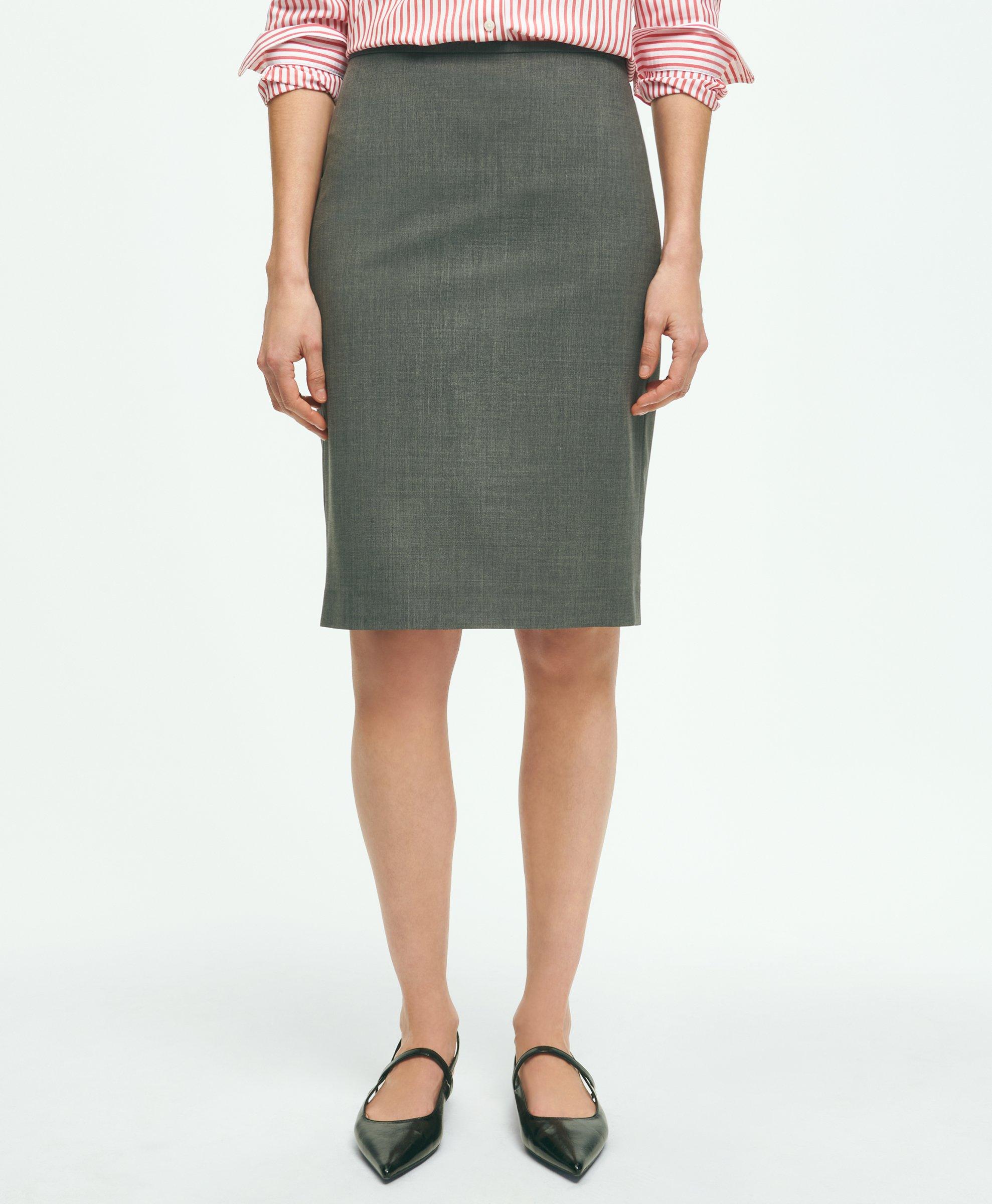 Brooks Brothers The Essential Stretch Wool Pencil Skirt | Dark Grey | Size 8