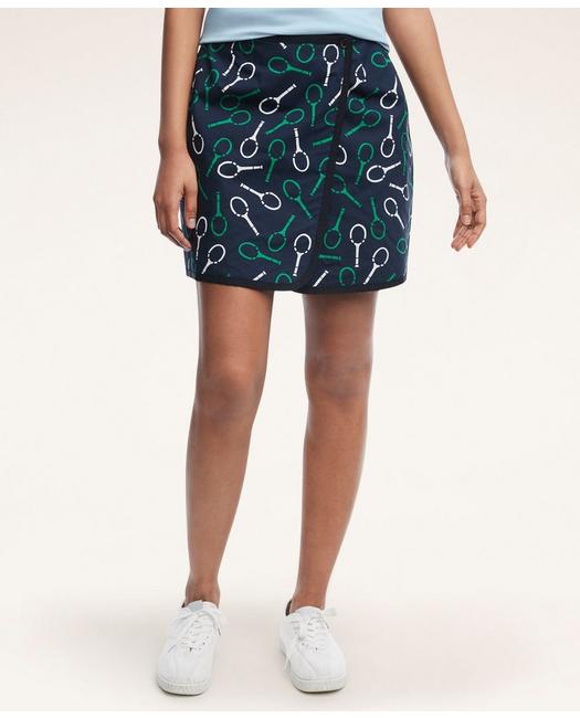Brooks Brothers Reversible Print-embroidered Tennis Skirt | Navy/green | Size 8 In Navy,green