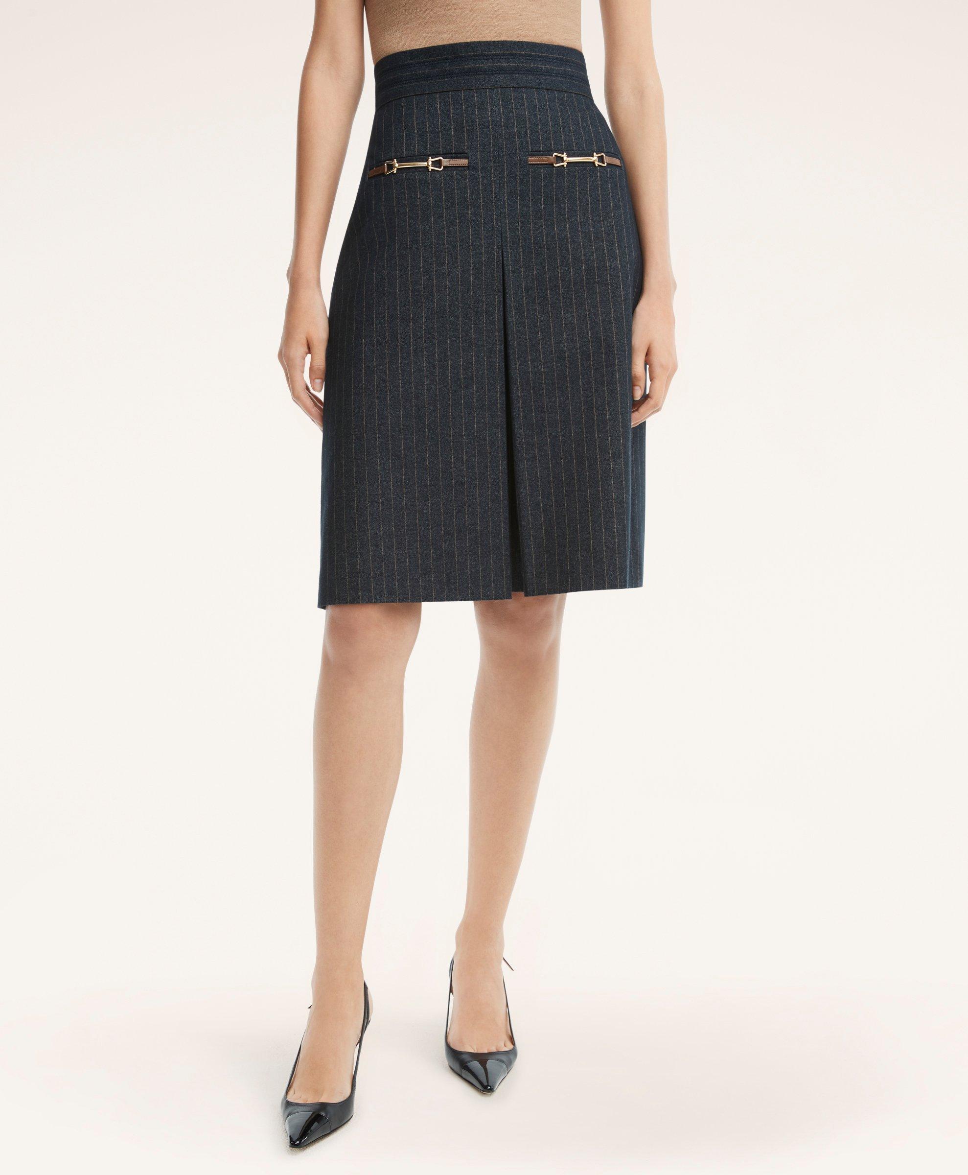 Brooks Brothers Cotton Pleated A-line Skirt | Navy | Size 4