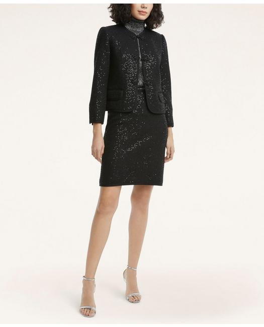 Brooks Brothers Wool Blend Sequin A-line Skirt | Black | Size 4