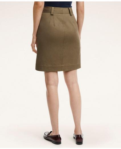 Stretch Cotton Buttoned Twill Skirt