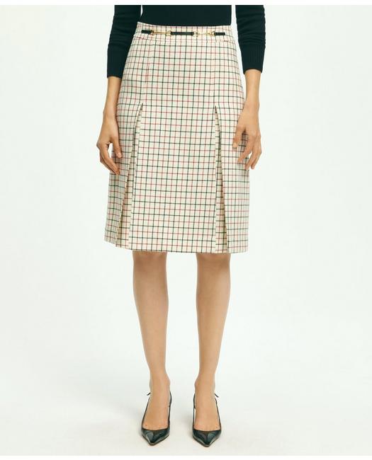 Brooks Brothers Lambswool Box Pleated Tattersall A-line Skirt | Size 10 In Multicolor