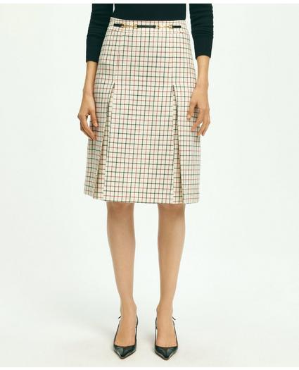 Lambswool Box Pleated Tattersall A-Line Skirt