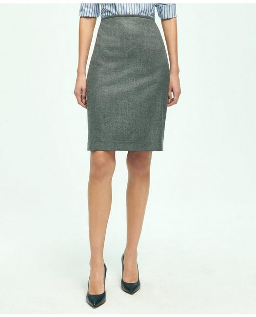 Brooks Brothers Wool Flannel Pencil Skirt | Grey | Size 14